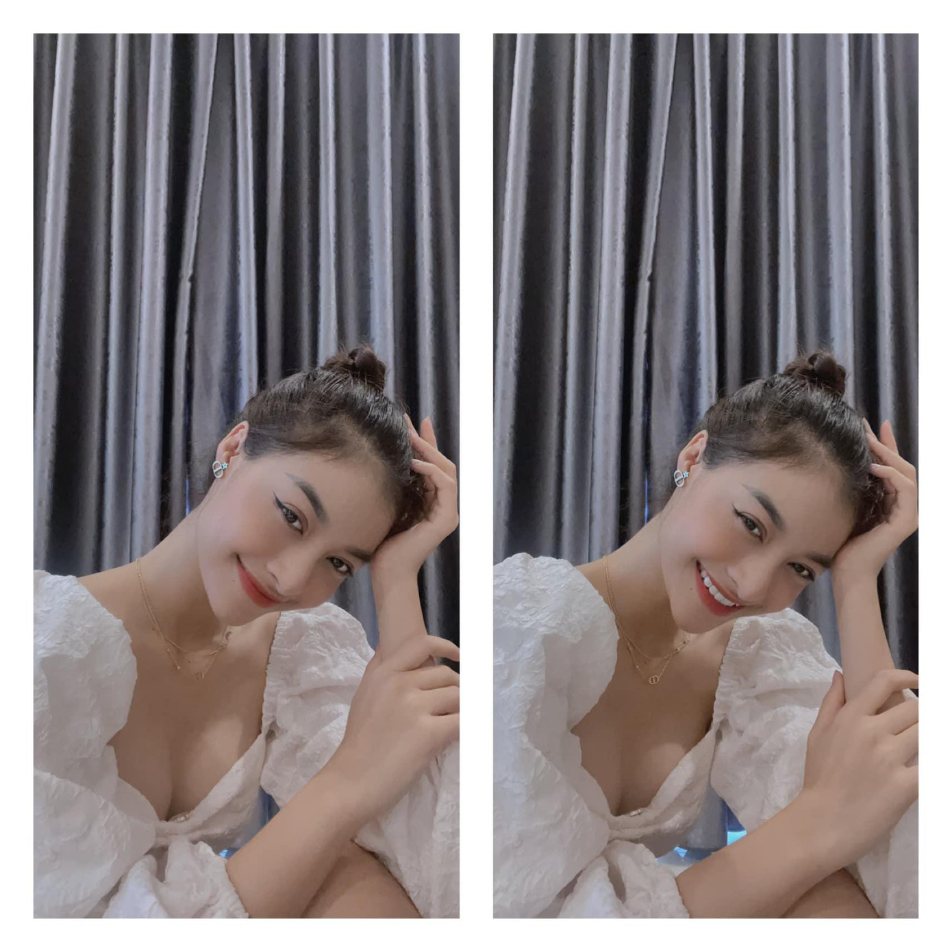 Á hậu Kiều Loan tự tin khoe vòng một nóng bỏng với váy trễ nải khi ở nhà tránh dịch.