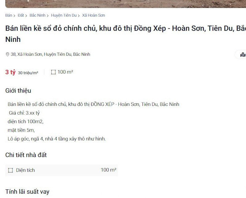 Thông tin rao bán liền kề xây thô trong Khu đô thị Đồng Xép giai đoạn 2018 - 2019 (ảnh trái) và giai đoạn 2022 - 2023 (ảnh phải) có sự thay đổi rõ rệt về mức giá. (Ảnh: Lập Đông)