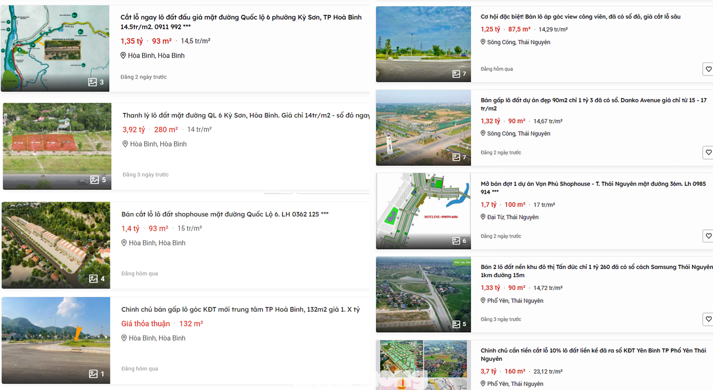 Nhà đầu tư liên tục đăng tin thanh lý và bán cắt lỗ đất nền. (Ảnh Lộc Liên) Nhà đầu tư liên tục đăng tin thanh lý và bán cắt lỗ đất nền. (Ảnh Lộc Liên)