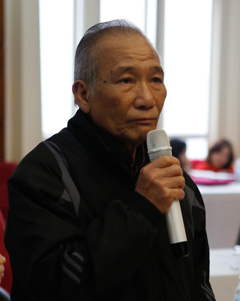 Thay mặt cho những bệnh nhân tiếp nhận máu, ông Bùi Huy Thục (72 tuổi) nói lời cảm ơn sâu sắc tới các tình nguyện viên hiến máu nhân đạo