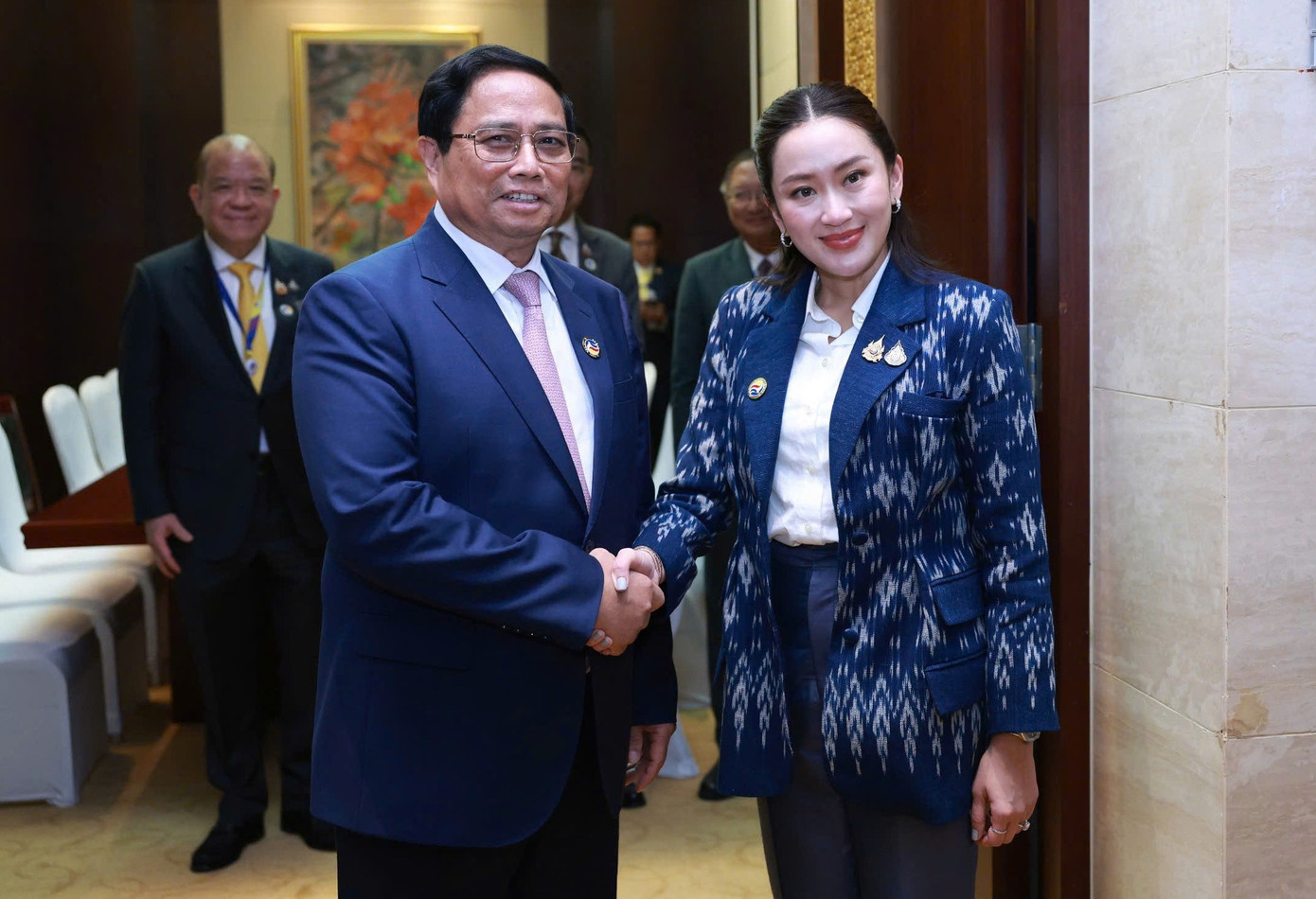 Thủ tướng Phạm Minh Chính và Thủ tướng Thái Lan Paetongtarn Shinawatra. Ảnh: Nhật Bắc.