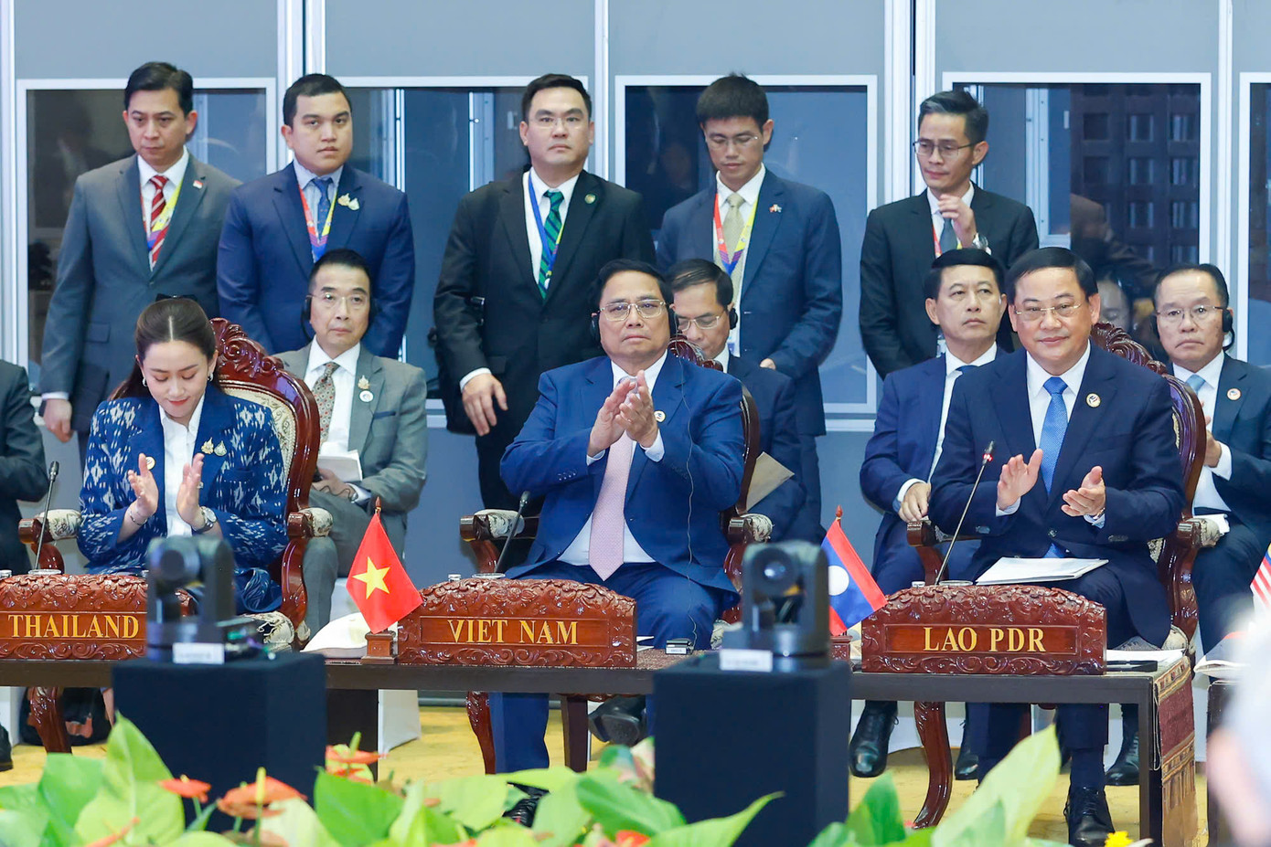 Thủ tướng Phạm Minh Chính và các nhà lãnh đạo ASEAN trong phiên đối thoại. (Ảnh: Nhật Bắc)