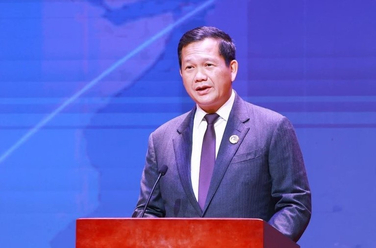 Thủ tướng Campuchia Hun Manet phát biểu tại cuộc gặp.