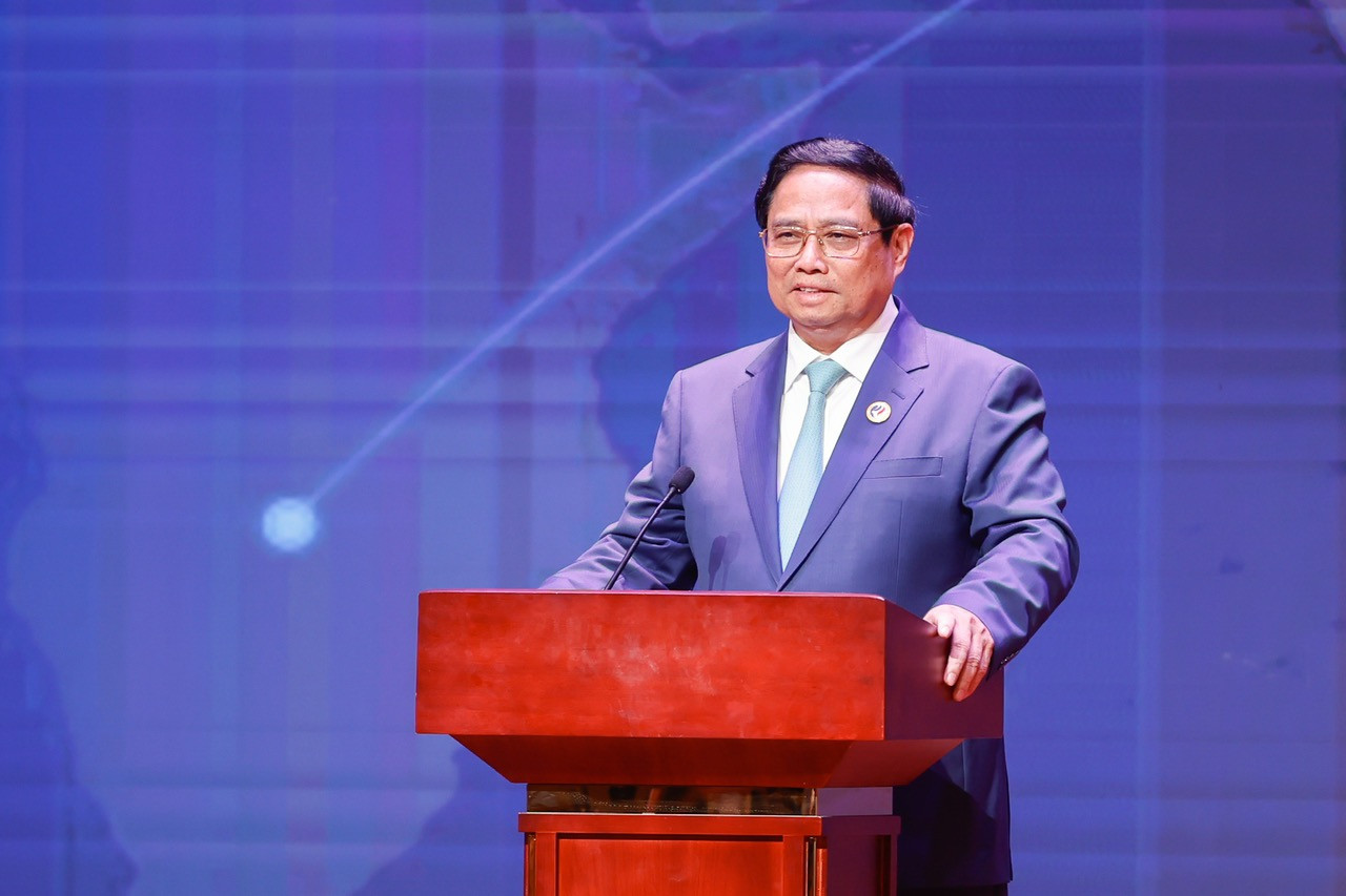 Thủ tướng Phạm Minh Chính phát biểu tại cuộc gặp. Ảnh: Nhật Bắc.