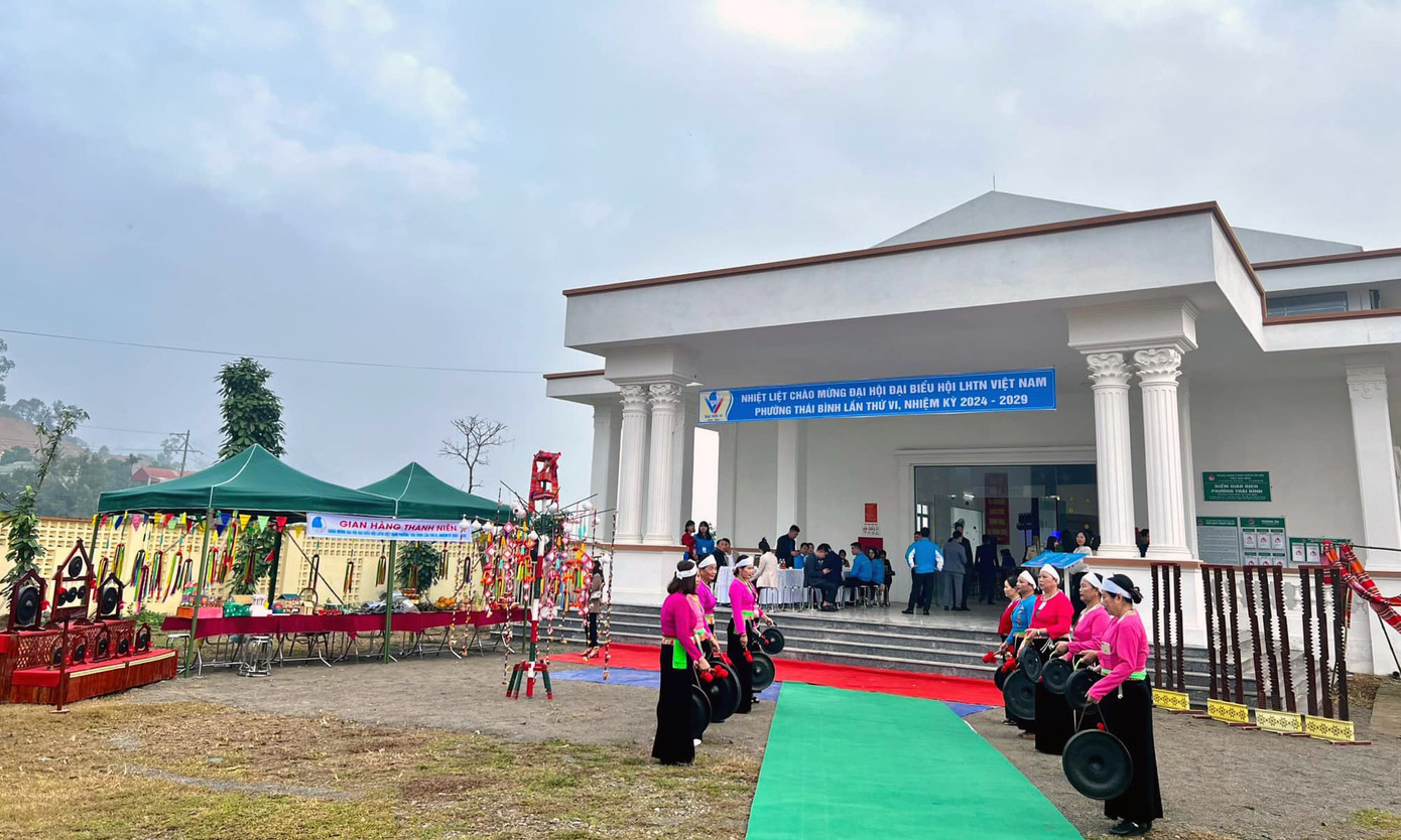 Đại hội đại biểu Hội LHTN Việt Nam phường Thái Bình là đại hội điểm cấp cơ sở đầu tiên của tỉnh Hòa Bình. Ảnh: TĐHB