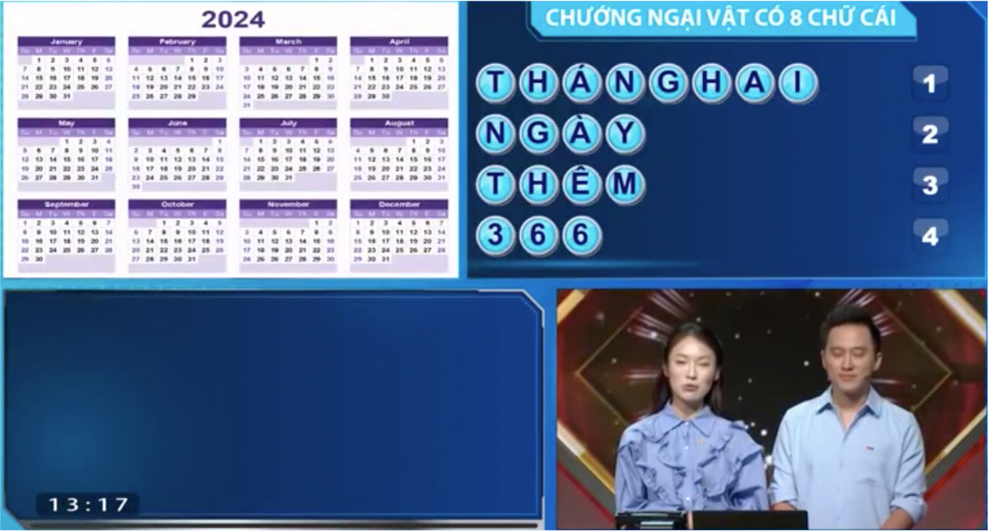 Hoàng Giang giải mã ẩn số "Năm Nhuận" phần thi Vượt chướng ngại vật. Hoàng Giang giải mã ẩn số "Năm Nhuận" phần thi Vượt chướng ngại vật.