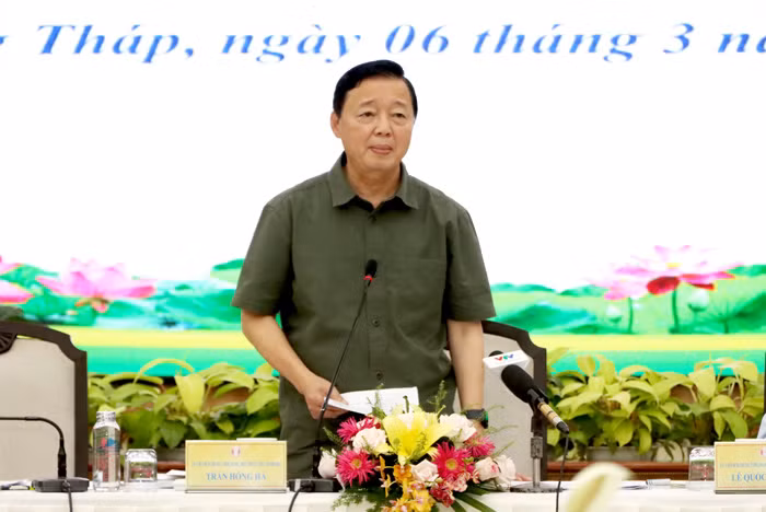 Phó Thủ tướng Trần Hồng Hà phát biểu tại buổi làm việc.