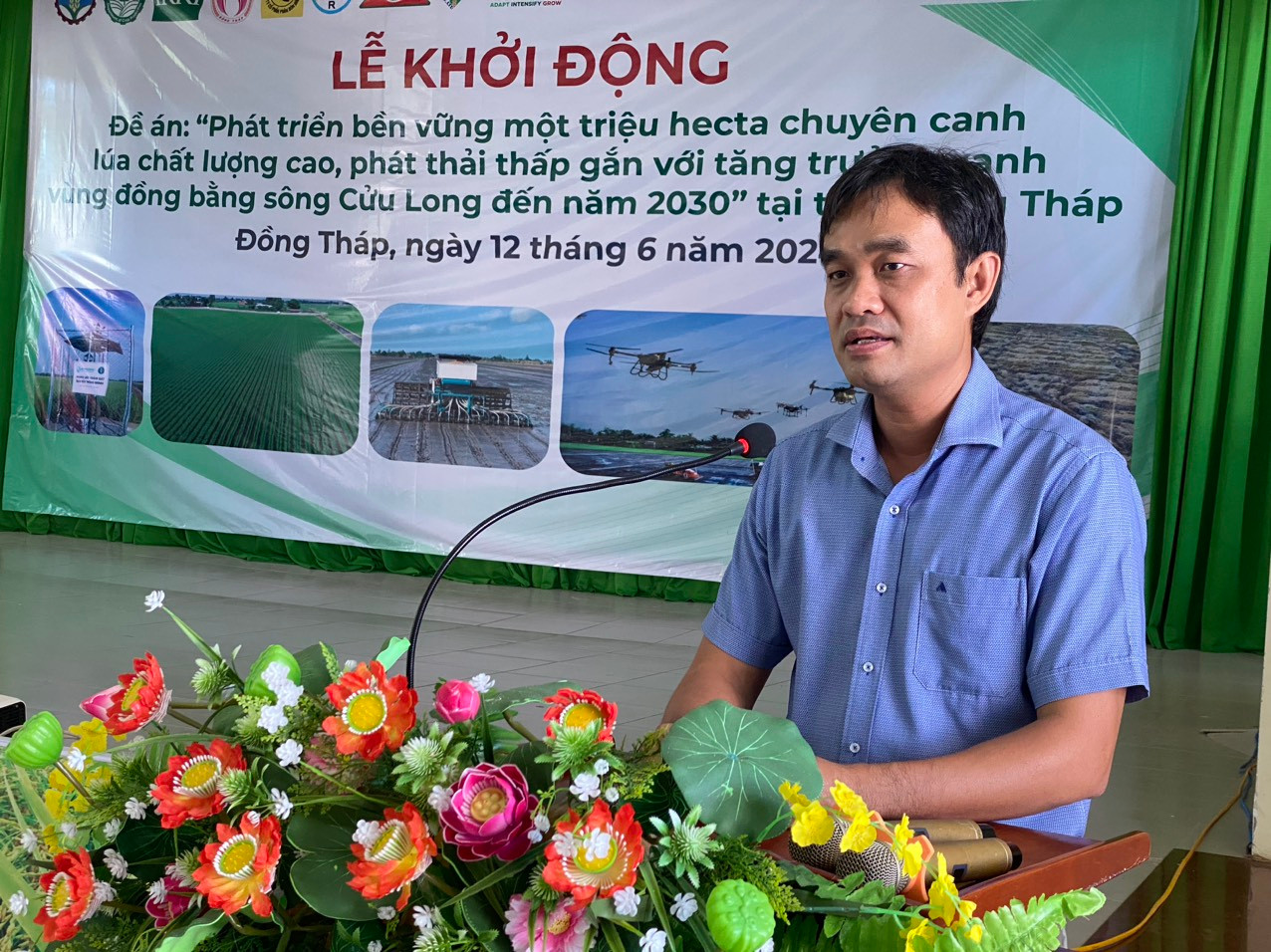 Ông Nguyễn Văn Vũ Minh, Giám đốc Sở NN&amp;PTNT Đồng Tháp phát biểu tại lễ khởi động.