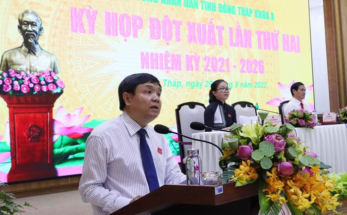 Ông Phan Văn Thắng - Chủ tịch HĐND tỉnh Đồng Tháp phát biểu. Ảnh: N. Ánh Ông Phan Văn Thắng - Chủ tịch HĐND tỉnh Đồng Tháp phát biểu. Ảnh: N. Ánh