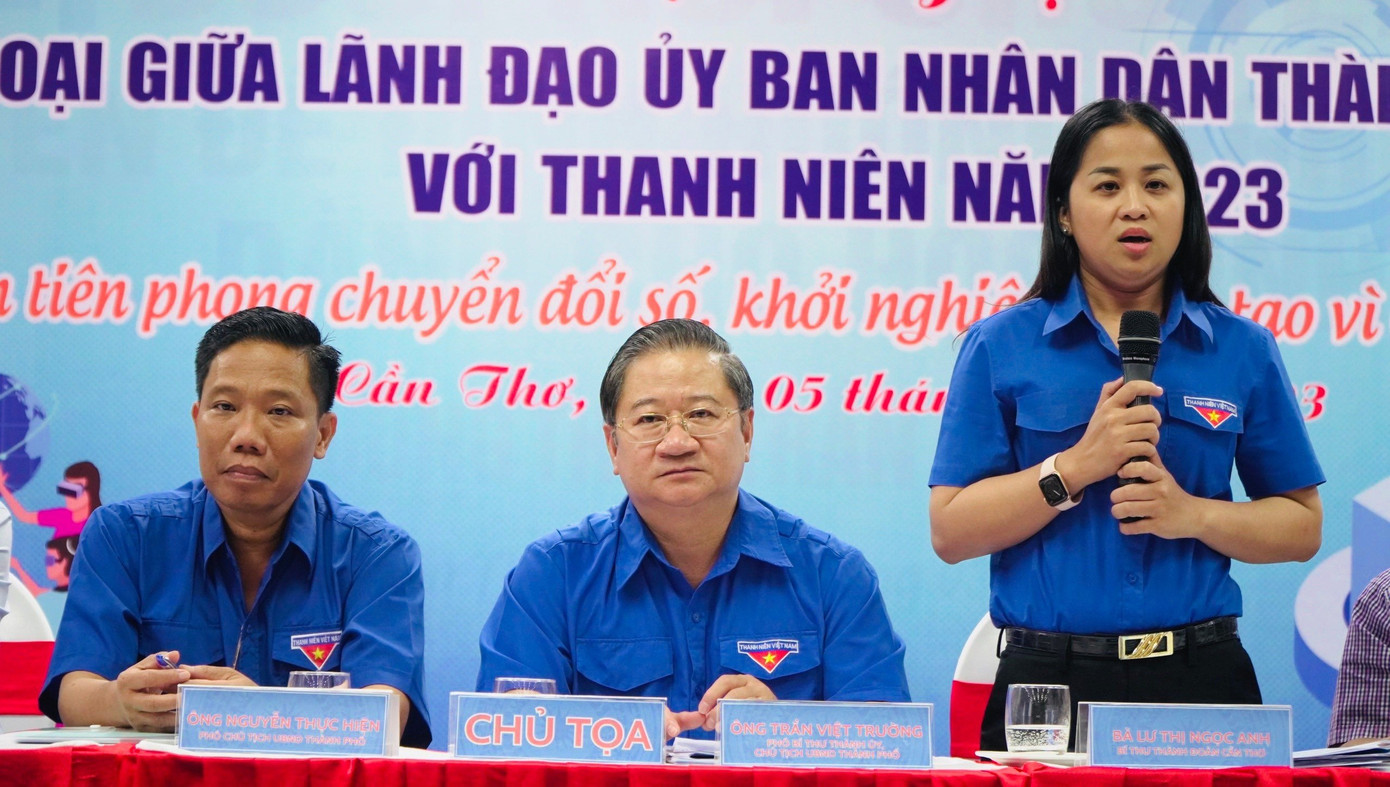 Chị Lư Thị Ngọc Anh, Bí thư Thành Đoàn Cần Thơ phát biểu.
