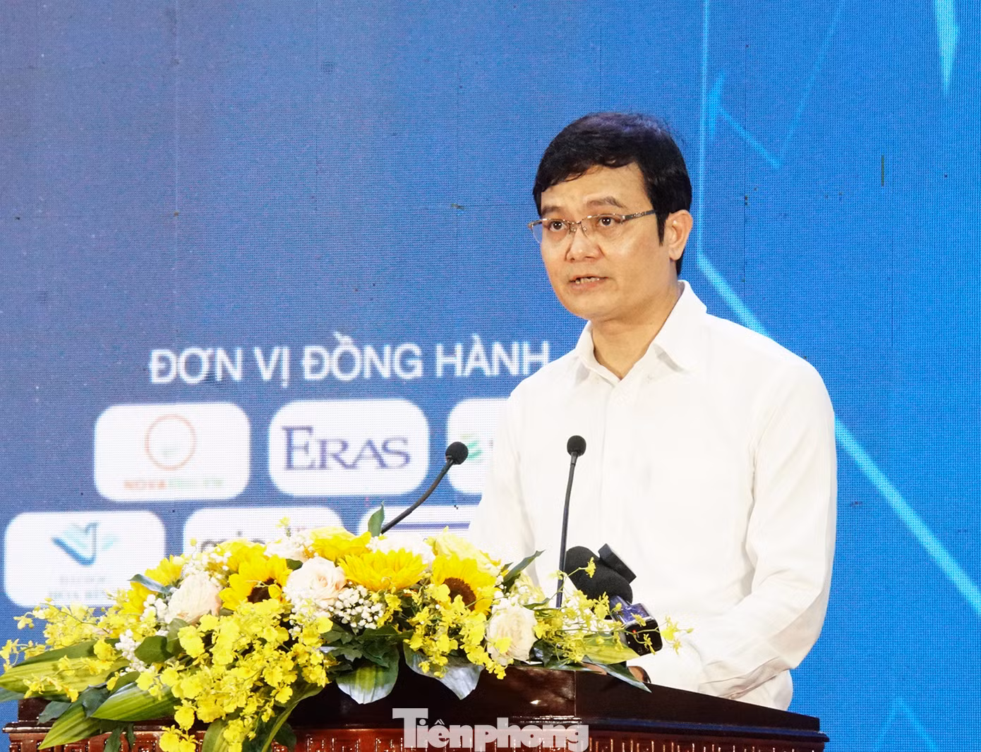 Bí thư thứ nhất T.Ư Đoàn - anh Bùi Quang Huy phát biểu tại ngày hội khởi nghiệp. Ảnh: Hòa Hội