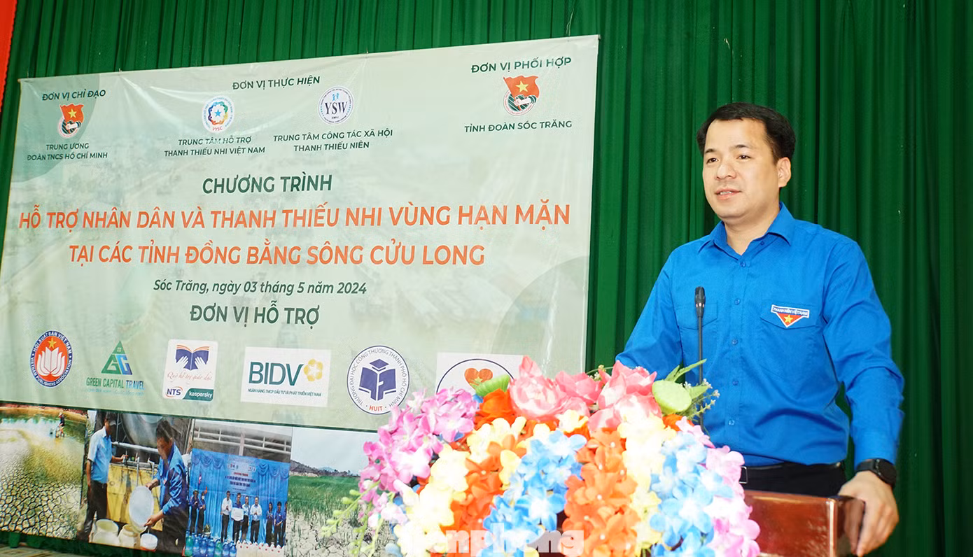 Anh Ngô Văn Cương – Bí thư Trung ương Đoàn phát biểu tại chương trình. Ảnh: Hòa Hội