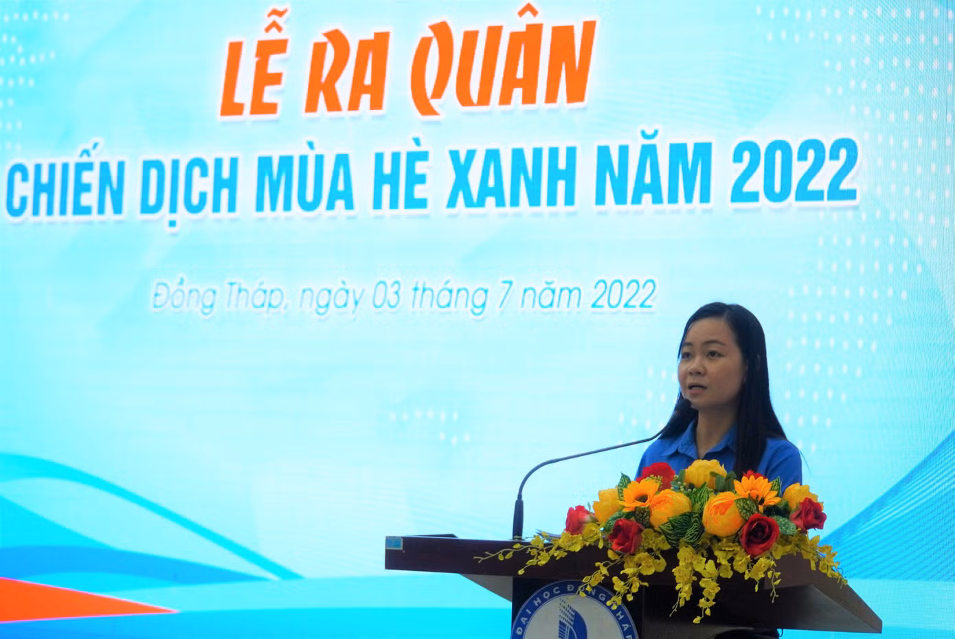 Chị Nguyễn Thị Thúy Lam, Phó Bí thư Tỉnh Đoàn Đồng Tháp phát biểu