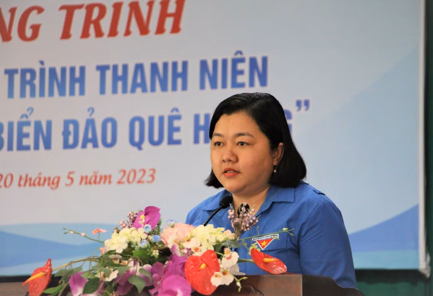 Chị Lâm Như Quỳnh, Bí thư Tỉnh Đoàn Bến Tre phát biểu tại chương trình.