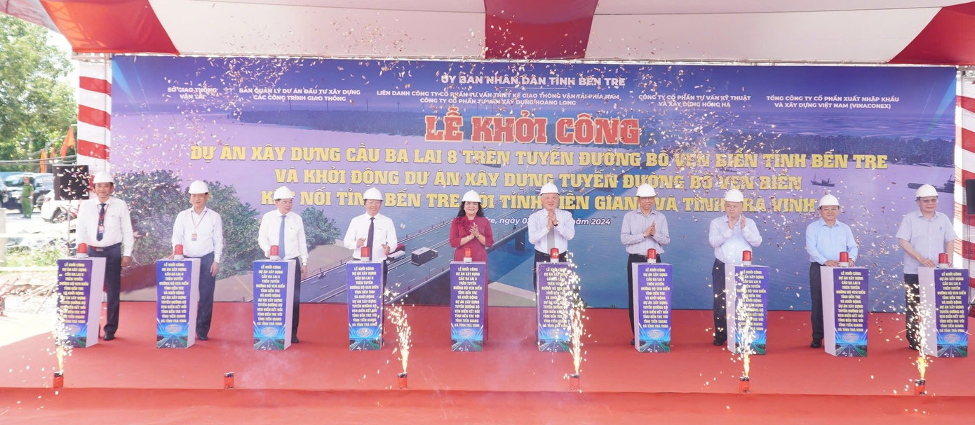 Cắt băng khởi công dự án cầu Ba Lai 8.