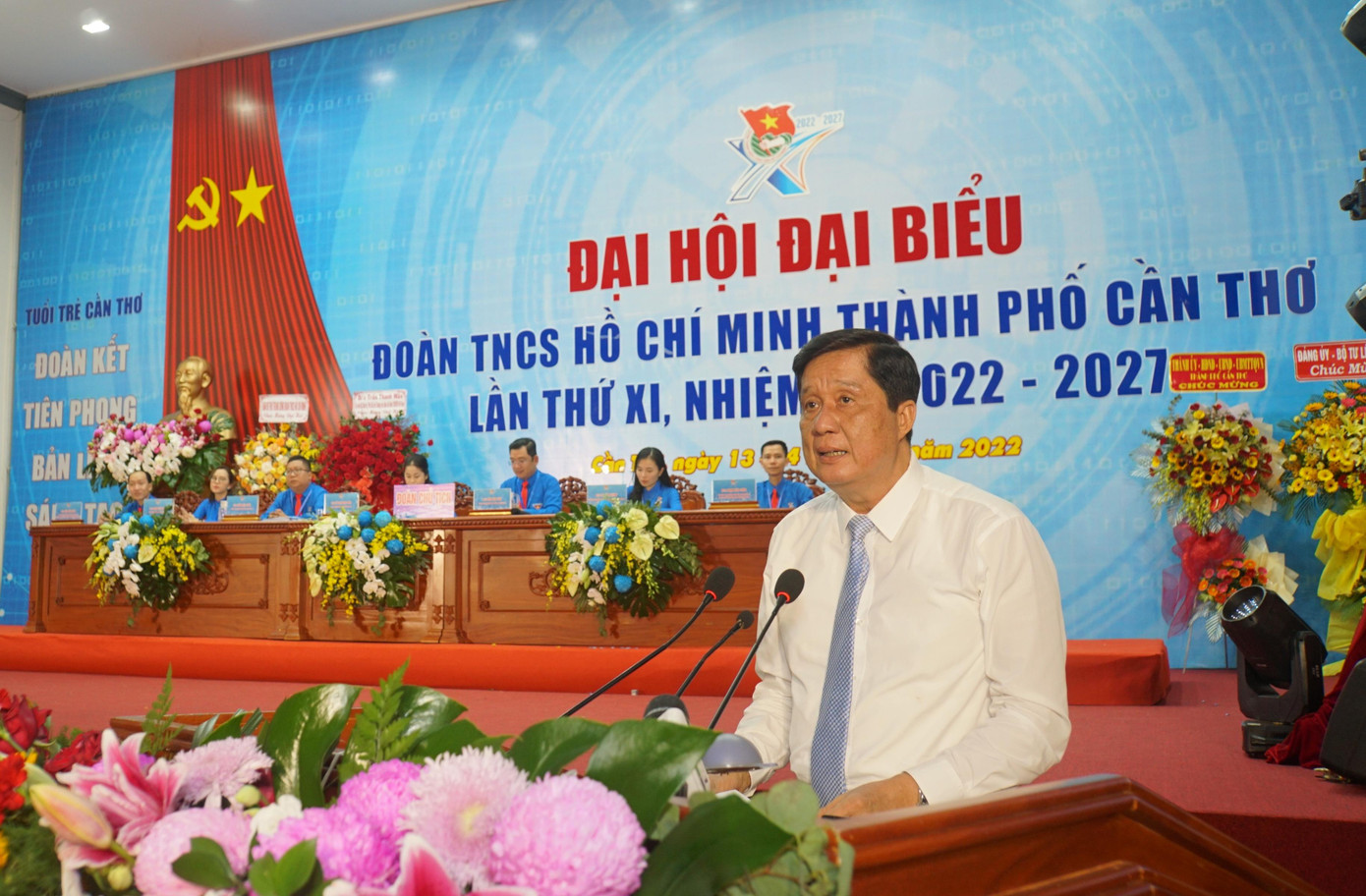 Ông Phạm Văn Hiểu - Phó Bí thư Thường trực Thành ủy, Chủ tịch HĐND TP. Cần Thơ phát biểu tại đại hội. Ảnh: Hòa Hội