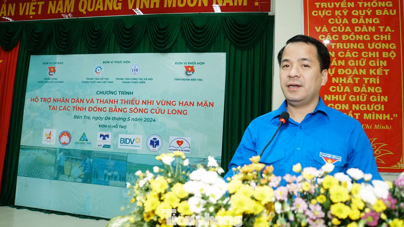 Anh Ngô Văn Cương - Bí thư Trung ương Đoàn phát biểu tại chương trình. Ảnh: Hòa Hội