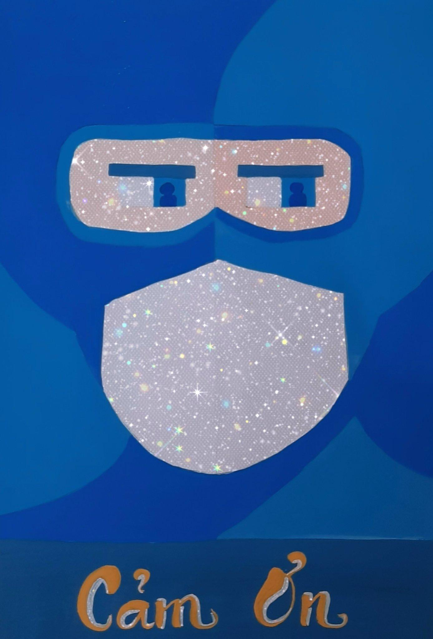 Tuyến đầu chống dịch chỉ mong muốn chúng ta ở nhà cho dịch không bùng phát để họ còn về với gia đình. Bức tranh là lời cảm ơn đến các y bác sĩ đã gác niềm riêng để cống hiến cho xã hội.