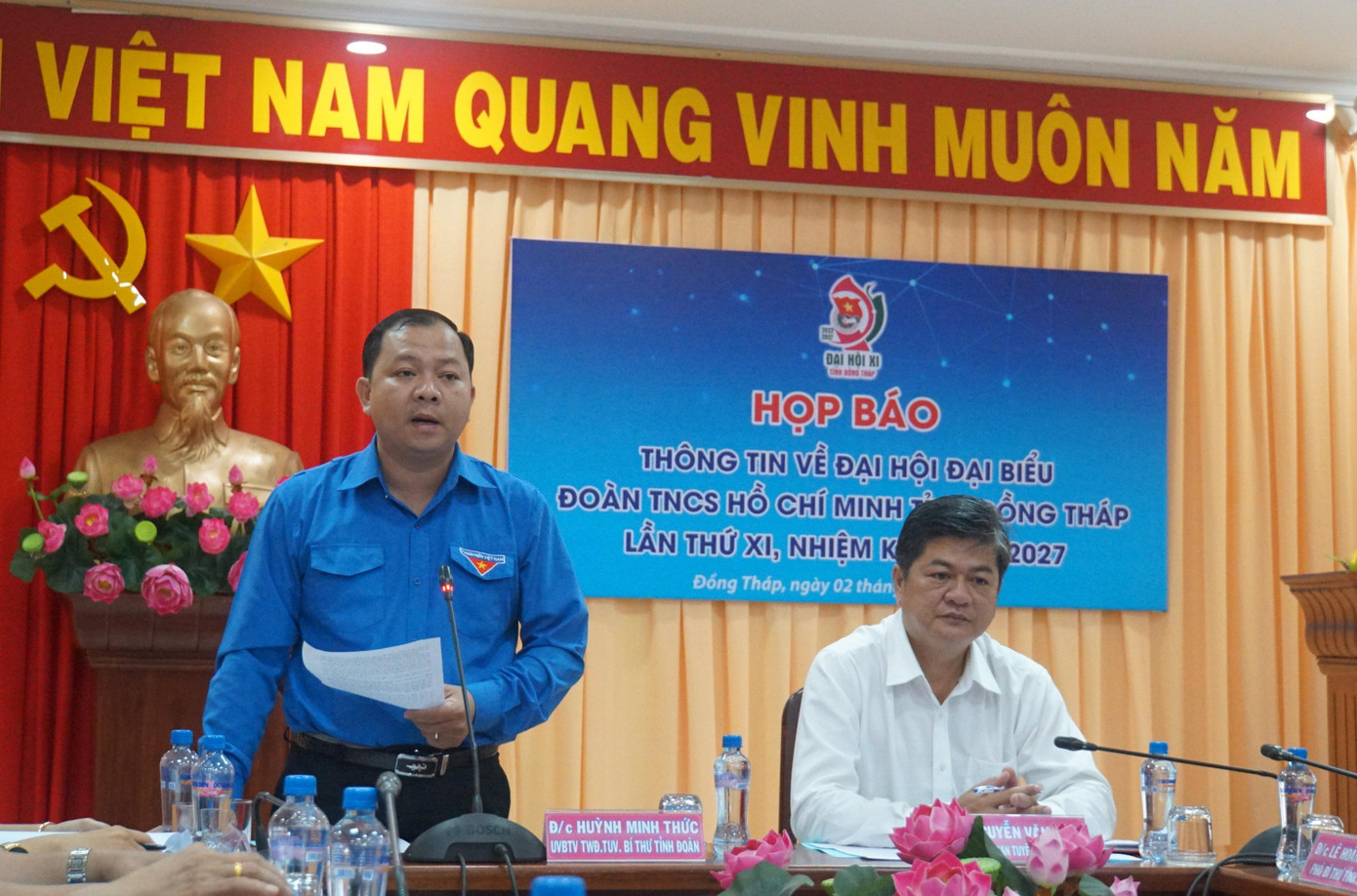 Anh Huỳnh Minh Thức, Bí thư Tỉnh Đoàn Đồng Tháp phát biểu. - Ảnh: Hòa Hội