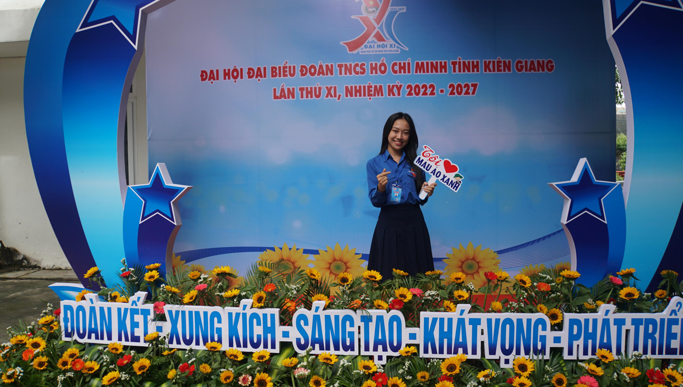 Nữ đại biểu trẻ tuổi nhất tham dự Đại hội Đoàn tỉnh Kiên Giang Trương Phương Nga. Ảnh: Hòa Hội Nữ đại biểu trẻ tuổi nhất tham dự Đại hội Đoàn tỉnh Kiên Giang Trương Phương Nga. Ảnh: Hòa Hội