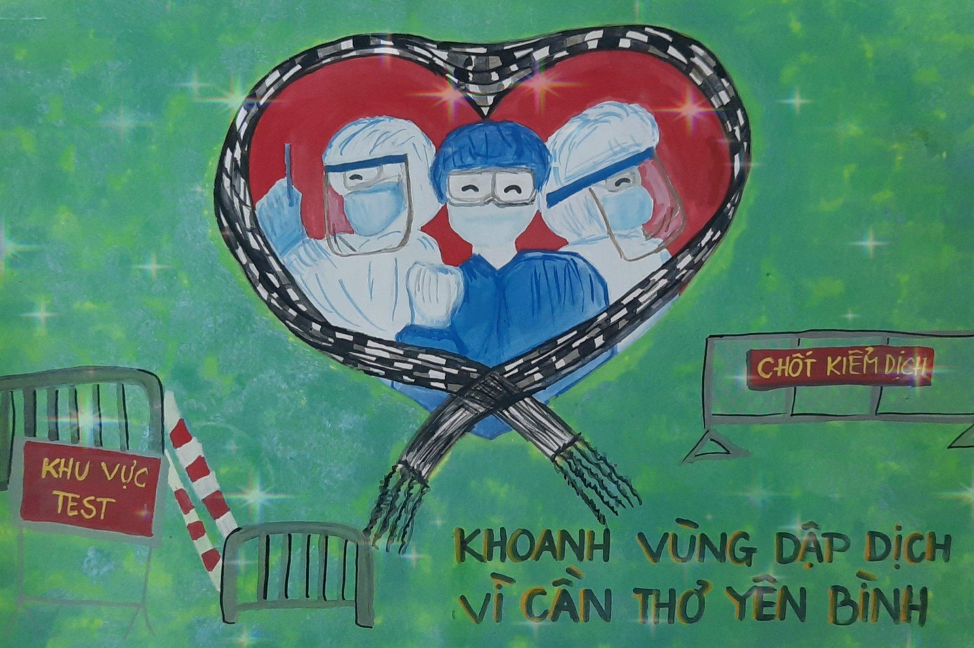 Động viên các bạn học ngành y đã dùng sức trẻ và kiến thức của mình với tinh thần xông pha không ngại khó.