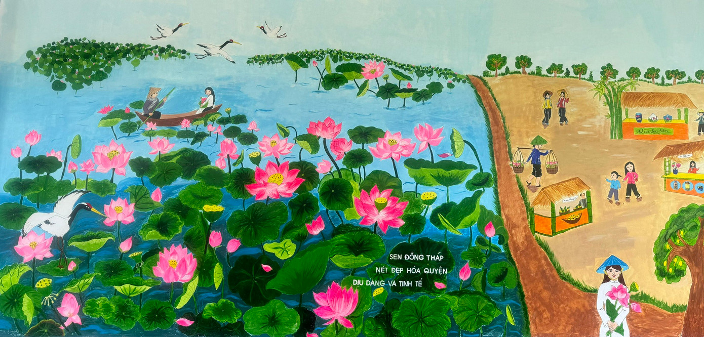 Sen Đồng Tháp, nét đẹp hòa quyện, dịu dàng và tinh tế do thầy cô giáo và học sinh tỉnh Đồng Tháp thể hiện. Ảnh: BTC