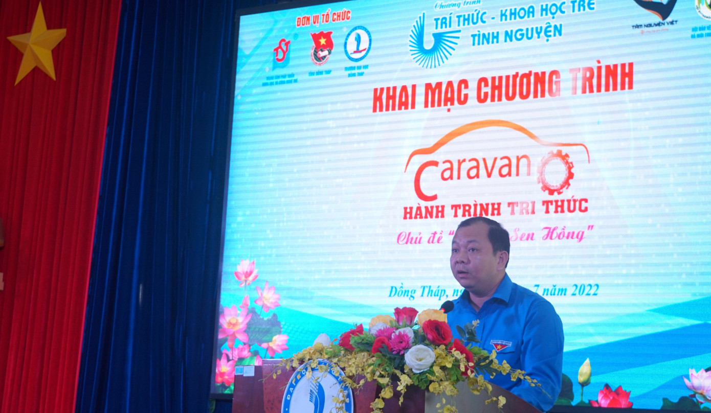 Anh Huỳnh Minh Thức, Bí thư Tỉnh Đoàn Đồng Tháp phát biểu. - Ảnh: Hòa Hội