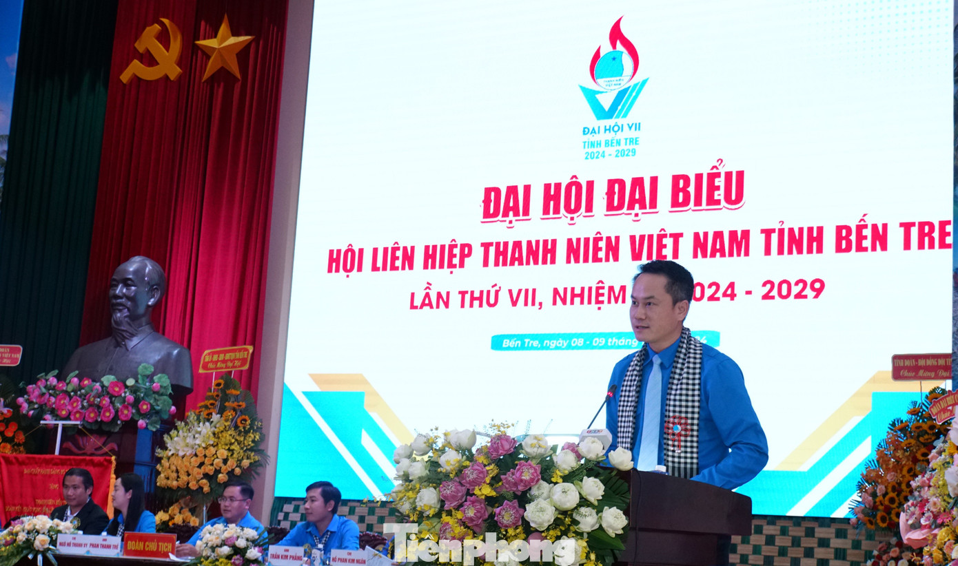 Anh Nguyễn Kim Quy - Phó Chủ tịch thường trực Trung ương Hội LHTN Việt Nam phát biểu tại Đại hội. Ảnh: Hòa Hội