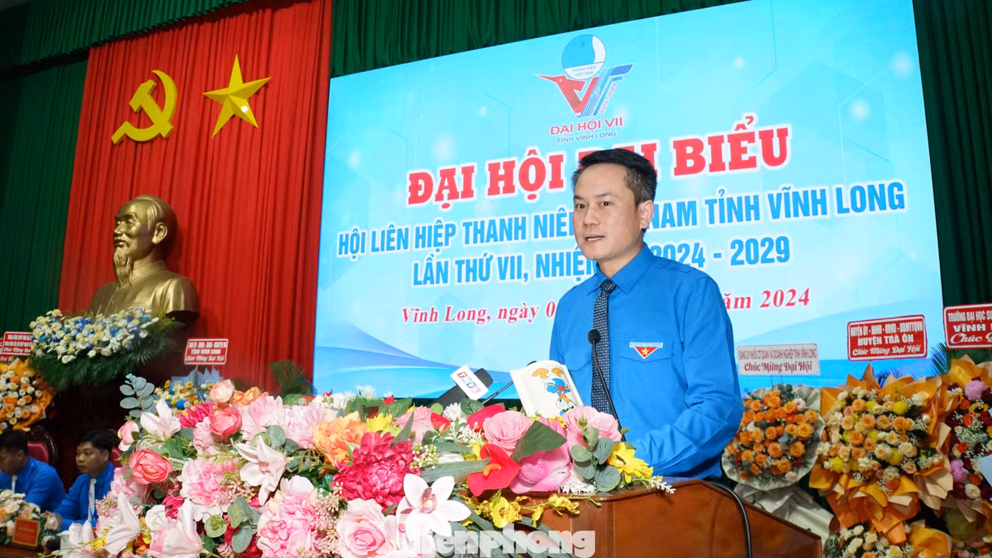 Anh Nguyễn Kim Quy - Phó Chủ tịch thường trực Trung ương Hội LHTN Việt Nam phát biểu tại đại hội. Ảnh: Hòa Hội