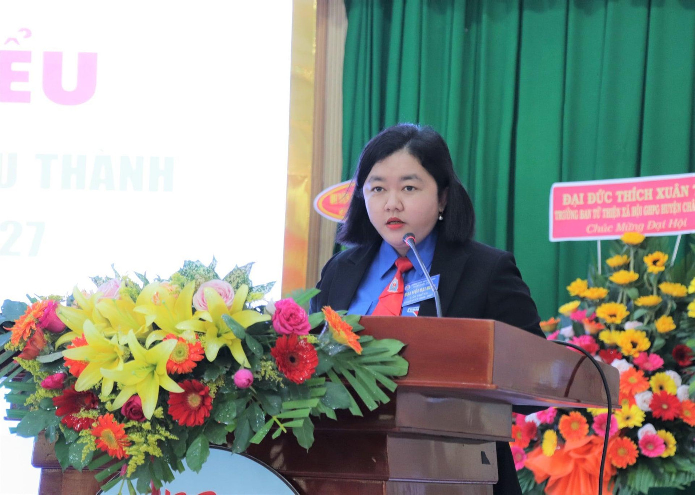 Chị Lâm Như Quỳnh, Bí thư Tỉnh Đoàn Bến Tre phát biểu