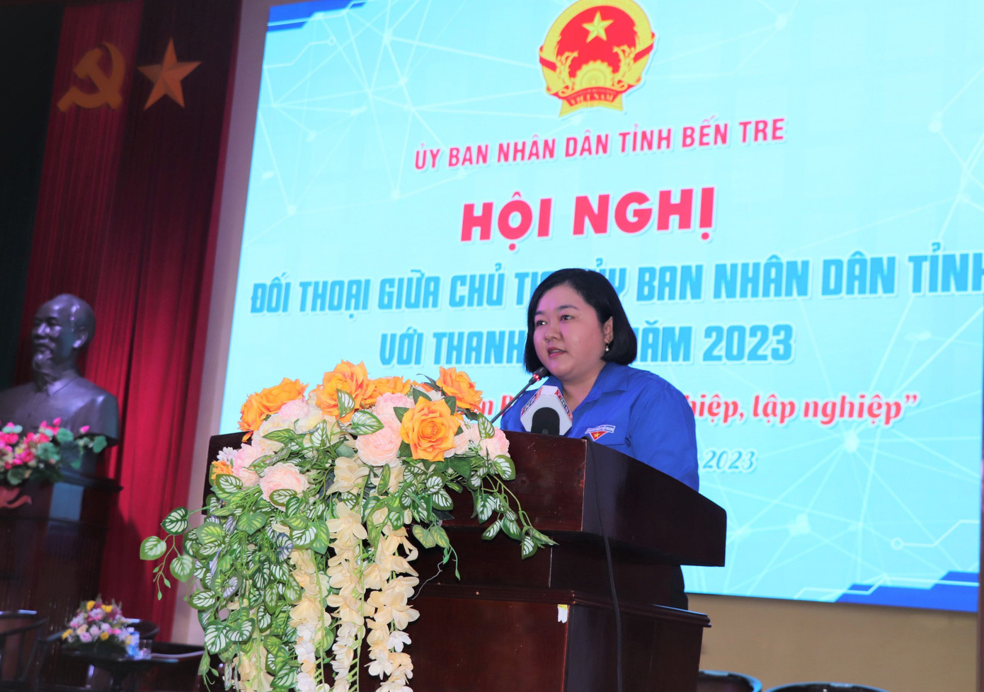 Chị Lâm Như Quỳnh, Bí thư Tỉnh Đoàn Bến Tre phát biểu. Ảnh: TĐ BT