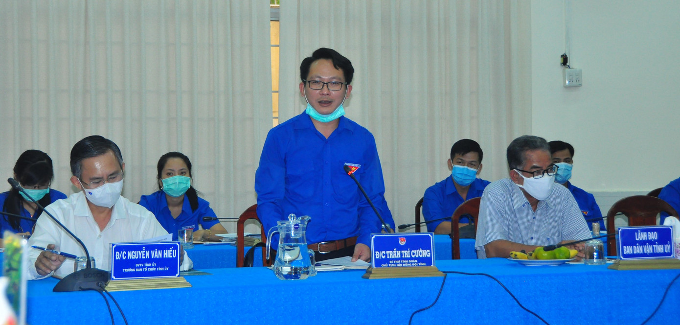 Bí thư Tỉnh đoàn Trà Vinh Trần Trí Cường phát biểu Bí thư Tỉnh đoàn Trà Vinh Trần Trí Cường phát biểu