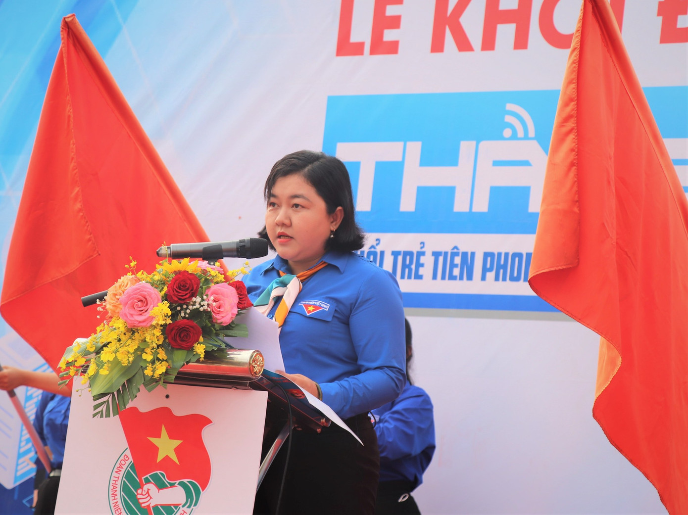 Chị Lâm Như Quỳnh, Bí thư Tỉnh Đoàn Bến Tre phát biểu