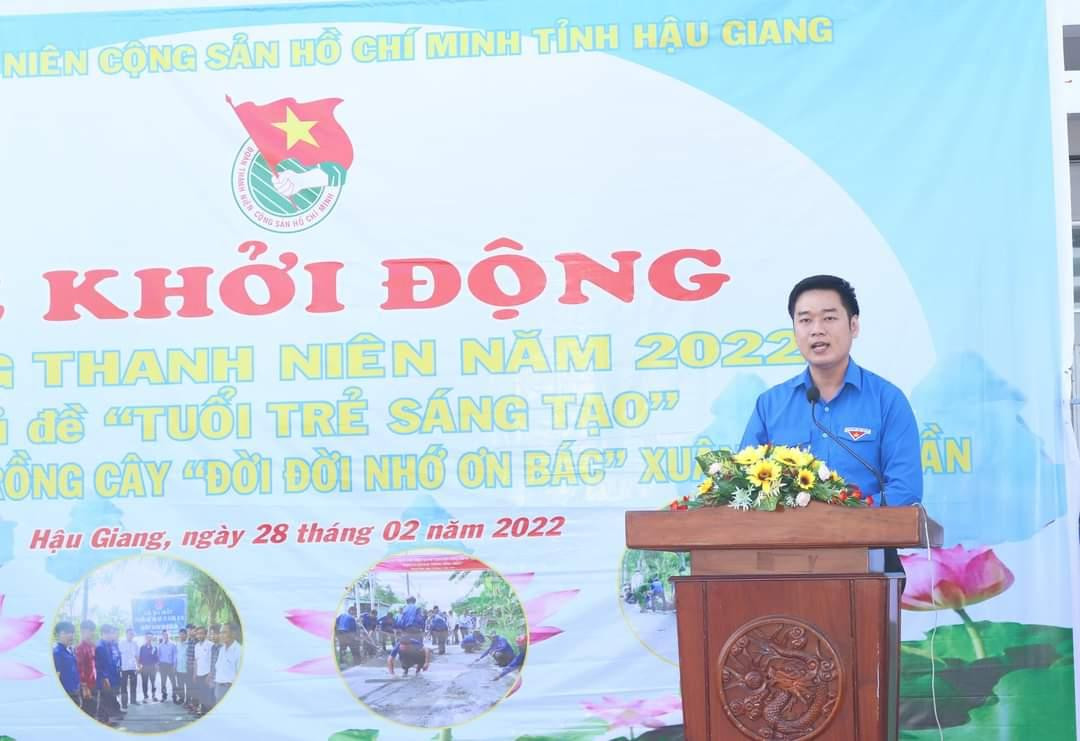 Anh Bùi Hữu Lộc, Bí thư Tỉnh đoàn Hậu Giang phát biểu