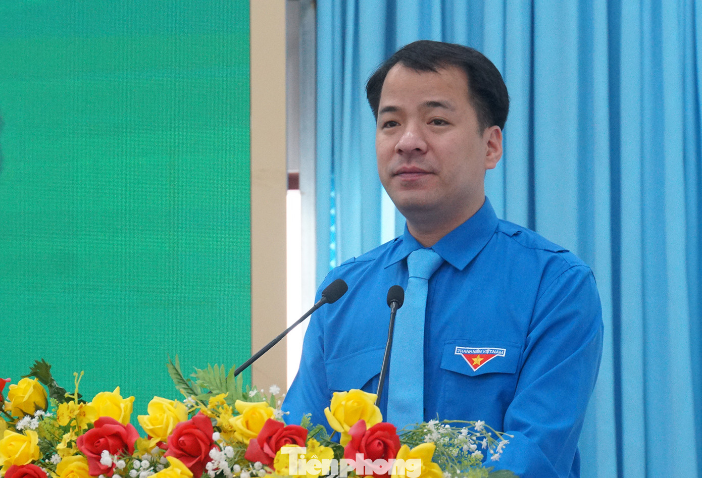 Anh Ngô Văn Cương, Bí thư Trung ương Đoàn phát biểu tại lễ khai mạc. Ảnh: Hòa Hội