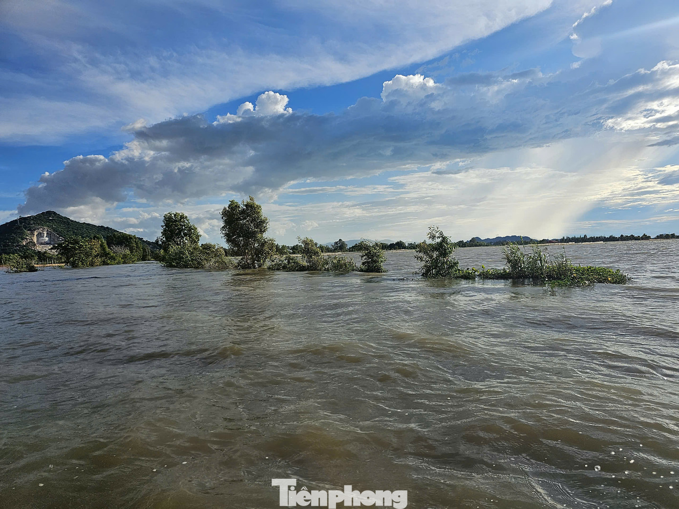 Khắp cánh đồng khu vực biên giới An Giang mênh mông nước và thời điểm này. Ảnh: Hòa Hội