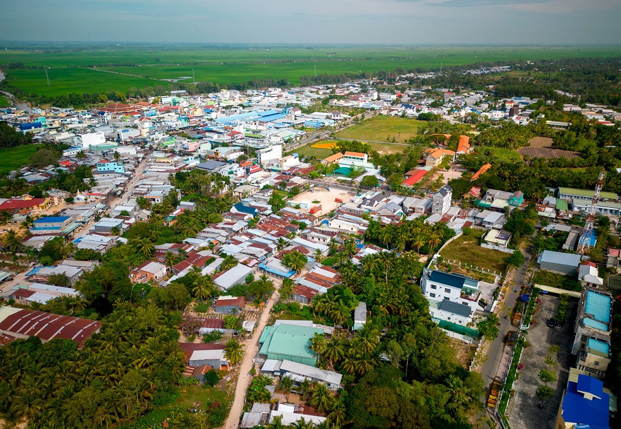 Toàn cảnh thị xã Tịnh Biên nhìn từ trên cao.