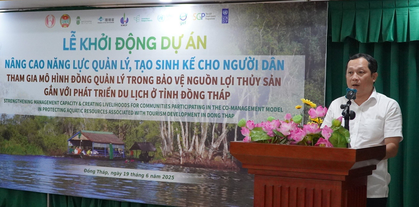 Ông Lý Văn Giàu - Chủ tịch Hội Nông dân tỉnh Đồng Tháp phát biểu.