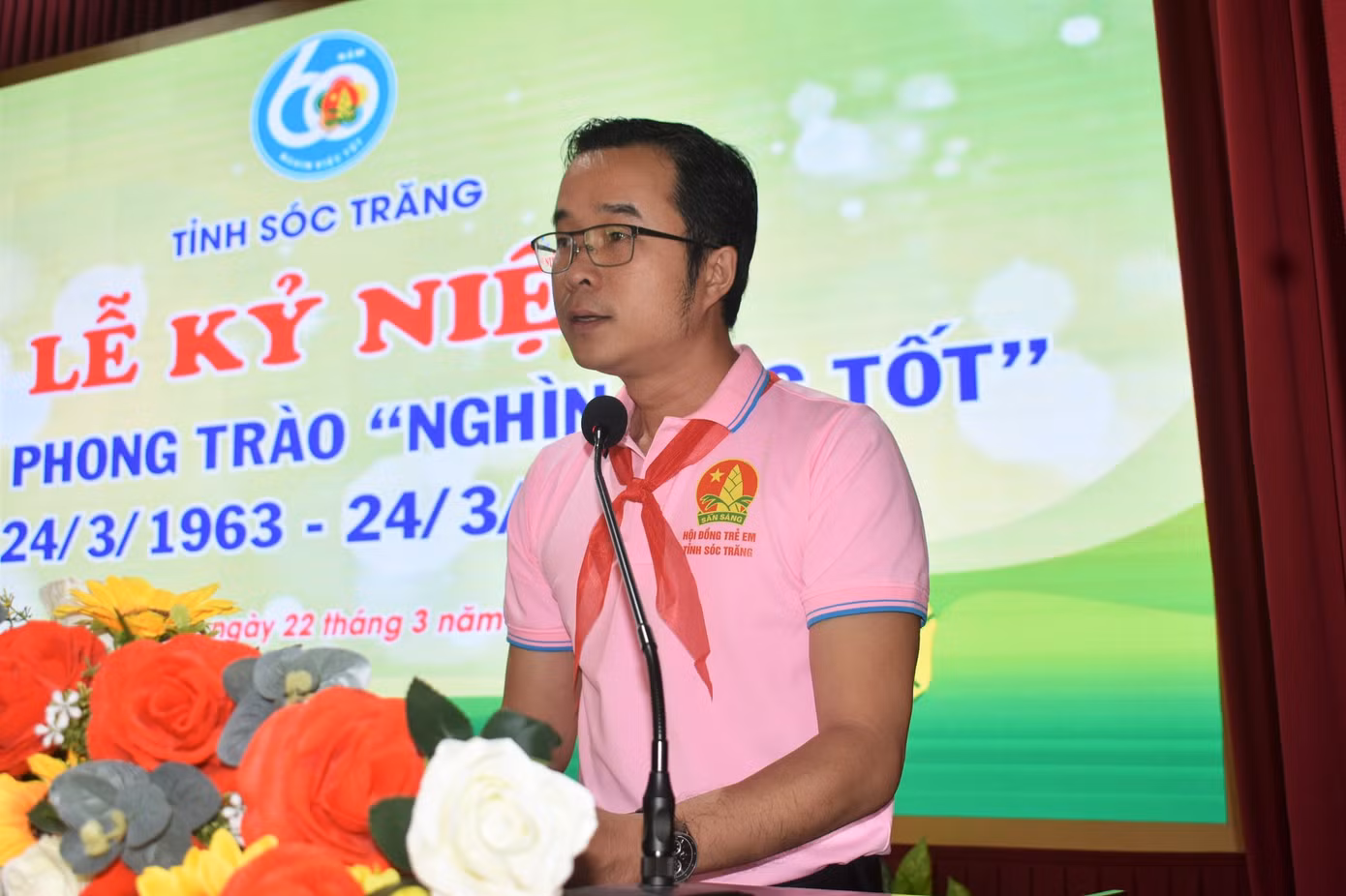 Anh Huỳnh Quốc Quy - Phó Bí thư Thường trực Tỉnh Đoàn, Chủ tịch Hội đồng Đội tỉnh Sóc Trăng phát biểu.