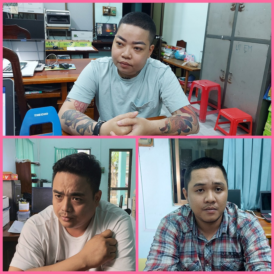 Các bị can tại cơ quan công an.