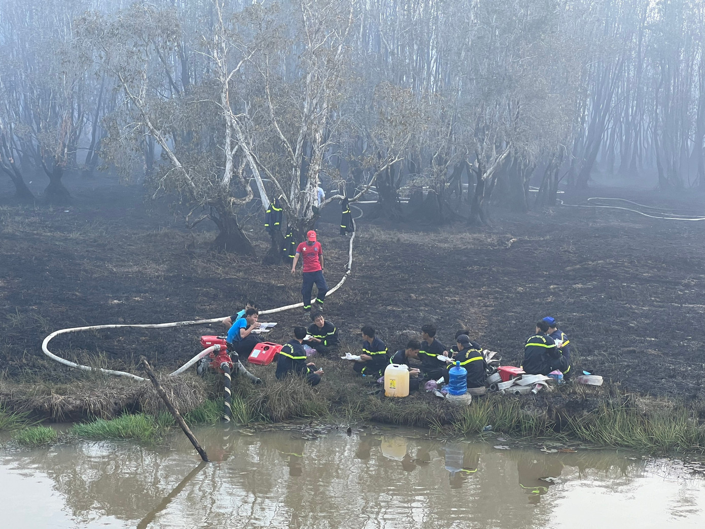 Hiện trường vụ cháy tại Vườn Quốc gia Tràm Chim.