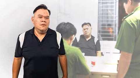 Đối tượng Nguyen Thuy Hoang (Thủy) tại cơ quan Công an. Ảnh: CACC