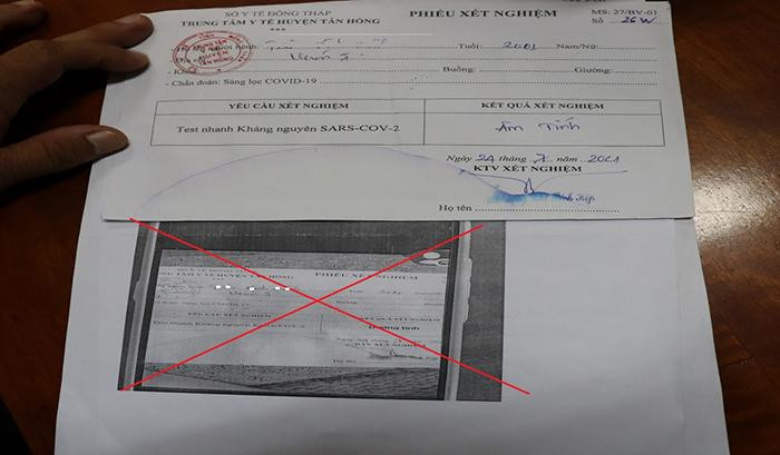 Thanh niên sửa phiếu xét nghiệm âm tính thành dướng tính