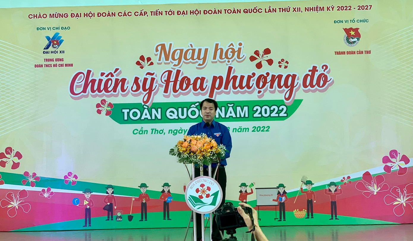 Anh Ngô Văn Cương, Bí thư Trung ương Đoàn phát biểu. Ảnh: TĐ CT