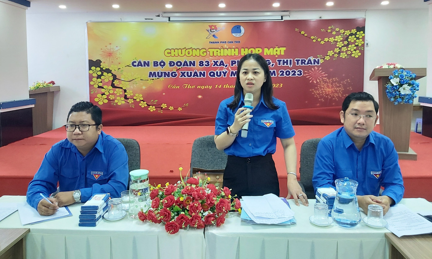 Chị Lư Thị Ngọc Anh, Bí thư Thành Đoàn Cần Thơ phát biểu. Ảnh: Hòa Hội Chị Lư Thị Ngọc Anh, Bí thư Thành Đoàn Cần Thơ phát biểu. Ảnh: Hòa Hội