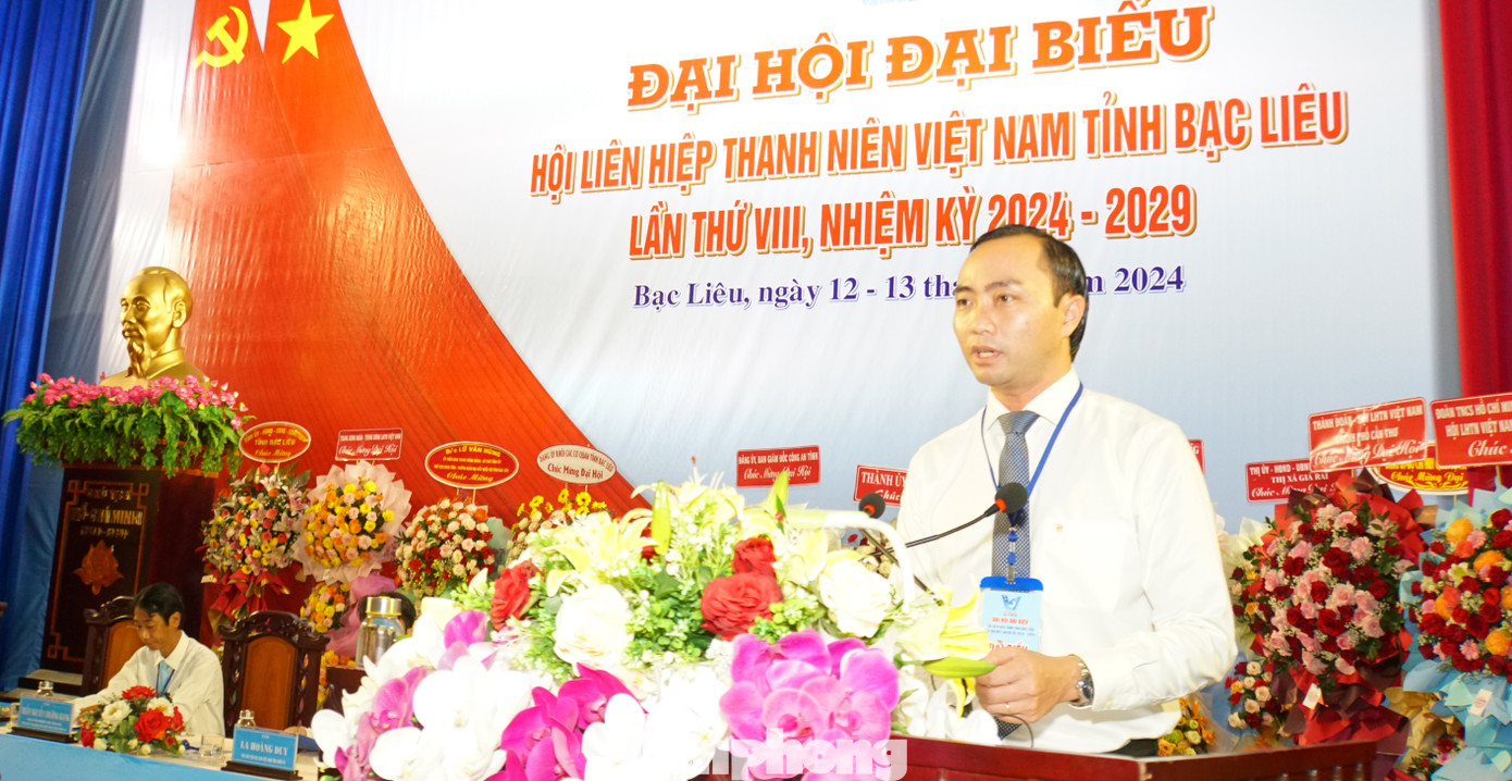 Anh Phạm Tuấn Tài - Bí thư Tỉnh Đoàn, Chủ tịch Hội LHTN Việt Nam tỉnh Bạc Liêu phát biểu. Ảnh: Hòa Hội Anh Phạm Tuấn Tài - Bí thư Tỉnh Đoàn, Chủ tịch Hội LHTN Việt Nam tỉnh Bạc Liêu phát biểu. Ảnh: Hòa Hội