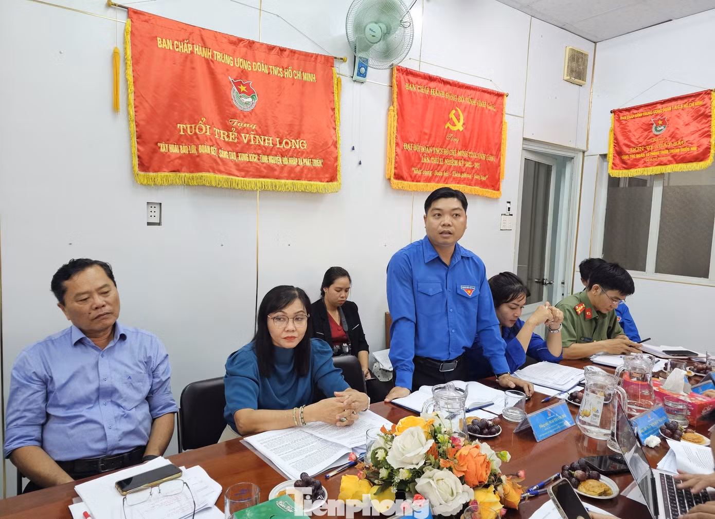 Anh Mai Thanh Hồ - Phó Bí thư Tỉnh Đoàn Vĩnh Long phát biểu. Ảnh: Hòa Hội
