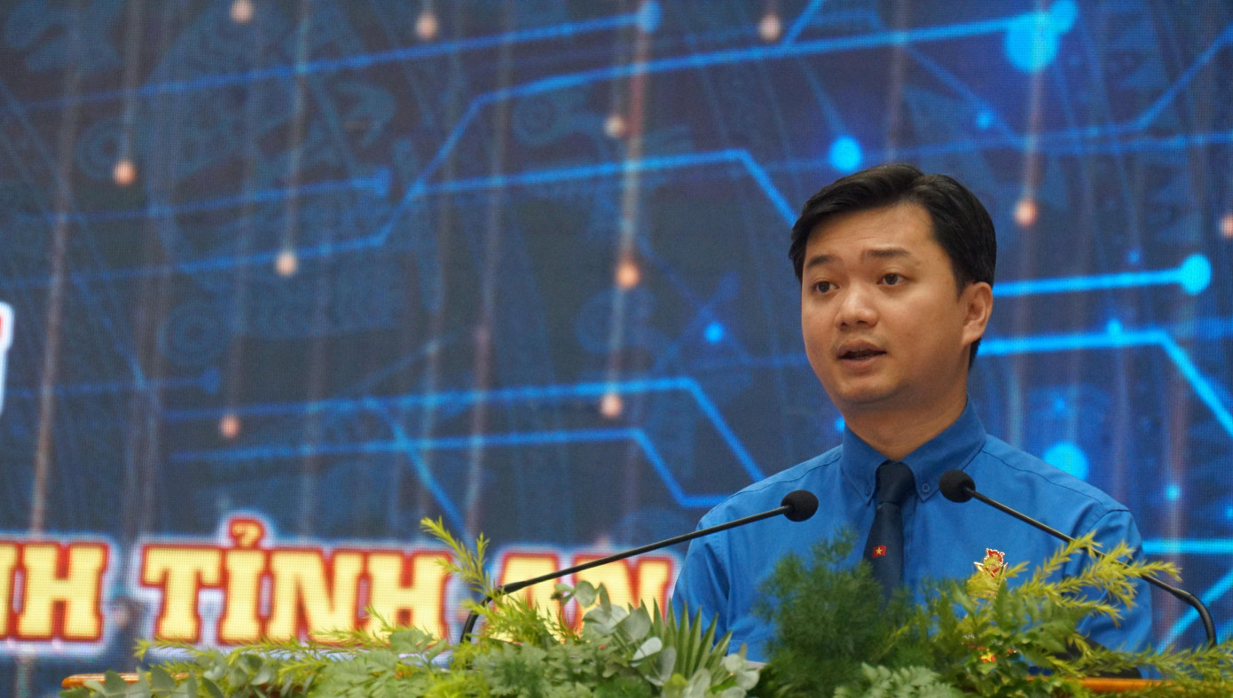 Anh Nguyễn Minh Triết phát biểu tại Đại hội Đoàn tỉnh An Giang