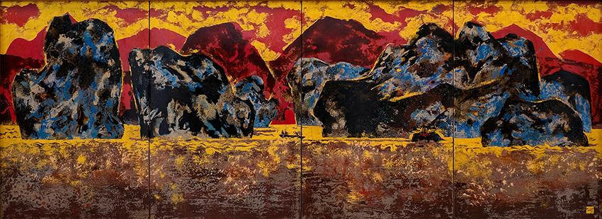 Vịnh Quan Lạn. Tranh: Triệu Khắc Tiến. Vịnh Quan Lạn. Tranh: Triệu Khắc Tiến.