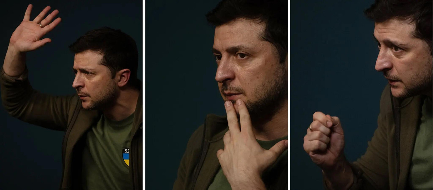 Tổng thống Ukraine Volodymyr Zelensky trong buổi họp báo. Ảnh: New York Times. Tổng thống Ukraine Volodymyr Zelensky trong buổi họp báo. Ảnh: New York Times.